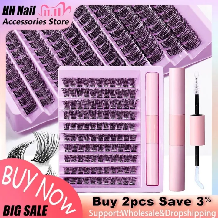 10/12/14mm 110 Clusters Natural DD Curl Individual Lashes Extension Kit Segmented False Eyelashes With Glue DIY Makeup Products