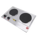 Electric Cooktop 20inch Knob Adjustment 1500W and 1000W Built in Electric Stove 2 Burner Fast Heating Independent Control for Stainless Steel Pots. 