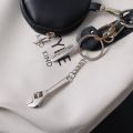 Creative Portable Practical Wrench Shaped Keychain Pendant / Multifunctional Adjustable Universal Alloy Spanner Keyring / Useful Metal Auto Keychain As Repair Tools Or Men Spe. 