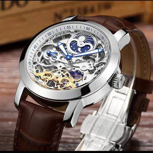 Genuine Ai Lang watches men's automatic mechanical watches hollow really belt male ultra-thin waterproof business casual male table
