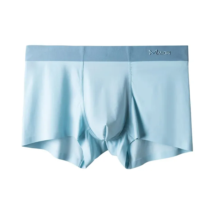 MiiOW 1Pcs Seamless Boxer Men Underwear Ice Silk Graphene Antibacterial Boxershorts Underpants Panties Underware Trunks L-5XL