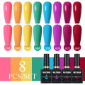 Parkson 8pcs/Set Nail Polish UV Gel Nail Art Polish Soak Off Manicure Nail Gel Varnish All Seasons Nail Decoration Gel. 