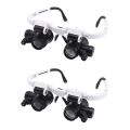 2Pcs Head-Mounted Microscope Jeweler Magnifier with LED Light 8X/15X/23X Magnifying Magnifier Loupes Repair Tool. 