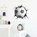 【WEJA】3D Broken Wall Football Stickers Home Decoration For Boy Baby Bedroom Decor Pvc Livingroom S-adhesive Wallpaper Wallart Mural. 