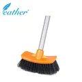CURVED BATHROOM CLEANING BRUSH WITH 120CM PLASTIC COATED METAL HANDLE  - FEATHER BRAND. 