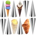 Stainless Steel Pastry Cream Horn Molds Baking Cones Roll Horn Forms Conical Danish Pastry Croissant Cones Molds Set Of 6. 