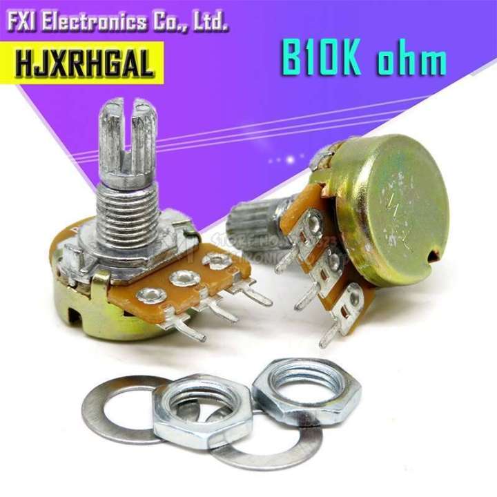 5PCS 10K ohm WH148 B10K 3pin potentiometer 15mm shaft with hot nuts and ...
