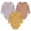 3 Pieces Unisex Solid Color Baby Girl Clothes Sets Newborn Cotton Long Sleeve Baby Boy Clothes 0-24M Baby Rompers Active. 