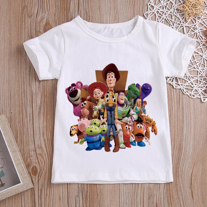 Disney Unisex Girl Boy Casual Tops Toy Story Cowboy Woody Big Family Printed Tees Kids T-shirt Tshirt New Children T Shirts Cute