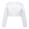 Kids Girls Satin Bolero Jackets Rhinestone Flower Elegant Cardigan Long Sleeve Open Front Shrug Cape Wedding Party Dress Outwear. 