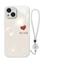 Full of Joy Compatible with Apple 15 Phone Case Metallic Paint Glass iPhone 14 Pro Max Couple Heart Oil Painting. 