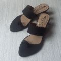 Ladies two inches heel Slipper -  Black. 