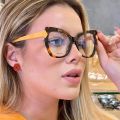 Fashion Transparent Anti-Blue Ray Glasses Wholesale 2024 New Europe and America Cross Border Spring Leg Plain Glasses with Myopia Frame. 