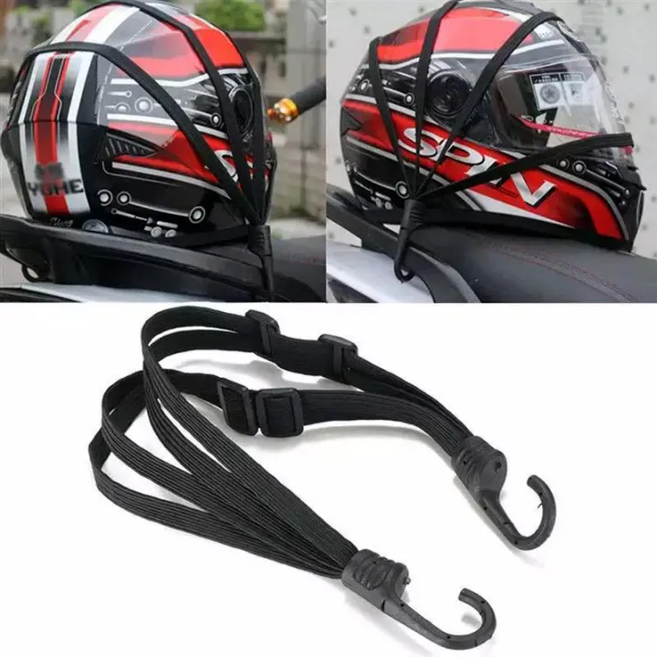 Motorcycle Helmet Holder Luggage Bag Mesh Straps Elastic Rope Black Colour