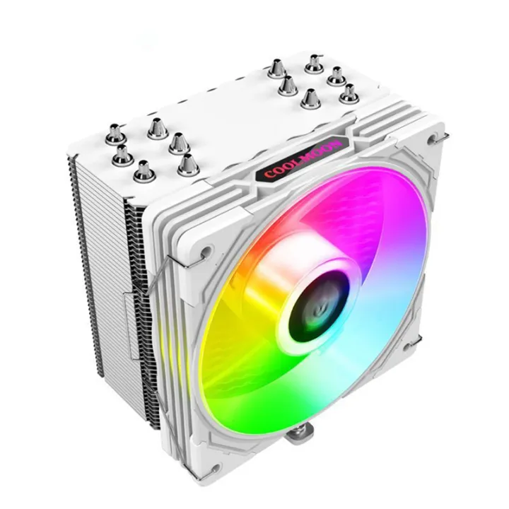 COOLMOON AOSOR AS600 CPU Cooler ARGB 6 Heat Pipe CPU Radiator CPU Cooler Fan Hydraulic Bearing PWM for Multi-Platform I7,White