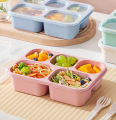 Lunch Box Green Stacking Storage Rugged And Durable Wheat Orange Material Lattice Design Bento Box Snack Dish Pink Beige Blue. 