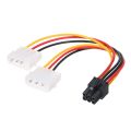 Dual IDE Molex 4 pin Male to 6 pin Male Power Cable for PCI-E GPU Graphics Card. 