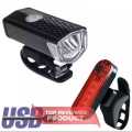Front And Rear Bike Light USB Rechargeable 400 Lumens 3 Modes Bicycle Lamp Light Front Headlight with Wolf Star taillight Light Back Light(null). 