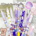 [Random Color] Students Writting  Stationery 1 Pc Cartoon Purple Planet Pattern Gel Pen 0.5mm Black Ink Press Pens Office School Supplies. 