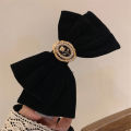 New Black Velvet Bow Hair Pins Elegant Fabric Alloy Roses Hair Clips for Women Fashion Ponytail Barrette Heawear Accessories. 
