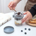 【New-store】 2pcs 12oz Overnight Oats Container Airtight Oatmeal Jars With Lid And Spoon Portable Overnight Oatmeal Cup Reusable.