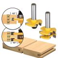2 Set 1/2 Inch Shank Router Bit T-Slot & T-Track Slotting Tenon Cutter Tool Tongue and Groove Set,Router Bit Set,Wood Door Flooring 3 Teeth Adjustable. 