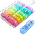 Pill Box Organizer 21 Grids 3 Times One Day Portable Travel with Large Compartments for Vitamins Medicine, Easy Install Easy to Use B. 