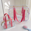 Cream Color Large-capacity Pvc Swimming Transparent Water Beach Bag Shoulder Bag Storage Bag Wash Bag Purse. 