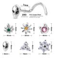 1PC 20g Surgical Steel Nose Stud Ring Nose Piercing for Women Cat Alien Flower Leaf CZ Inlaid Nose Screw Rings Body Jewelry Gift. 