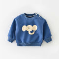 Kid Cartoon Elephant Plus Velvet Casual Hoodies Autumn Winter Boy Girl Baby Thicken Warm Tops Children Cotton Print Sweatshirt. 