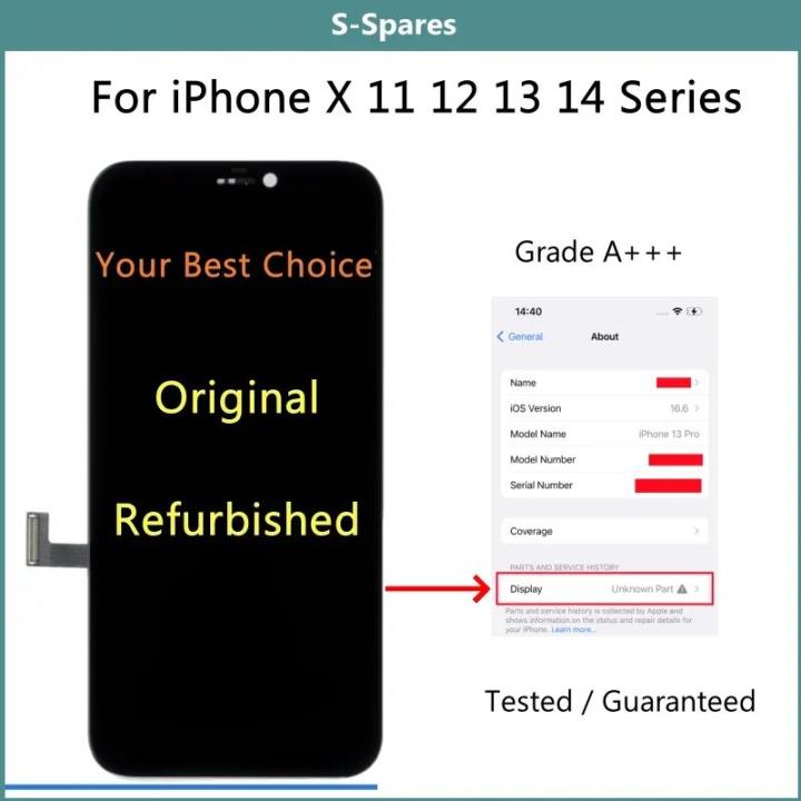 A+++ Refurbished Original Screen for iPhone X XS XR 11 12 13 mini 14 Pro Max LCD Display Assembly Changed Glass Replaced Tested