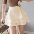 bellylady Women Sweet Skirt High Waist Double-layered A-line Flared Casual ni Skirt With Shorts color. 
