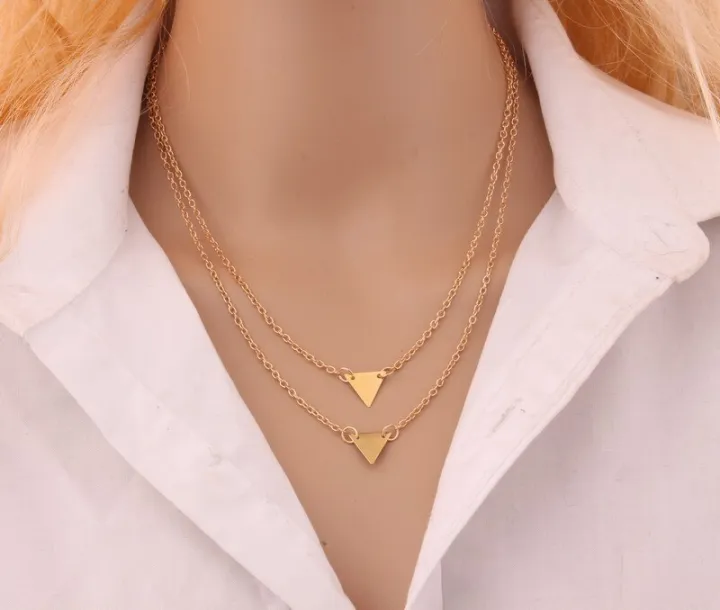 New%20Choker%20Fashion%20Multi-layer%20Triangle%20Geometric%20Design%20Gold%20Layered%202%20Necklace%20For%20Women%20Charm%20Gift%20Jewelry%20Gold%20Plated%20-%20WN026%20-%20Image%203