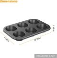 e Nonstick Muffin Pan, Carbon Steel Cupcake Pan, 6 Cup, Easy to Clean and Perfect for Making Muffins or Cupcakes, Standard. 