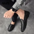 【ZIME】Big Size Men Shoe Fashion Cow Leather Shoes Slip On Men Loafer Non-Slip Rubber Black Shoes For Men★109. 
