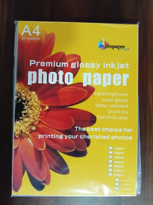 Photo Paper A4 Size 160GSM 100 Sheets one side Glossy Per Pack Inkjet
