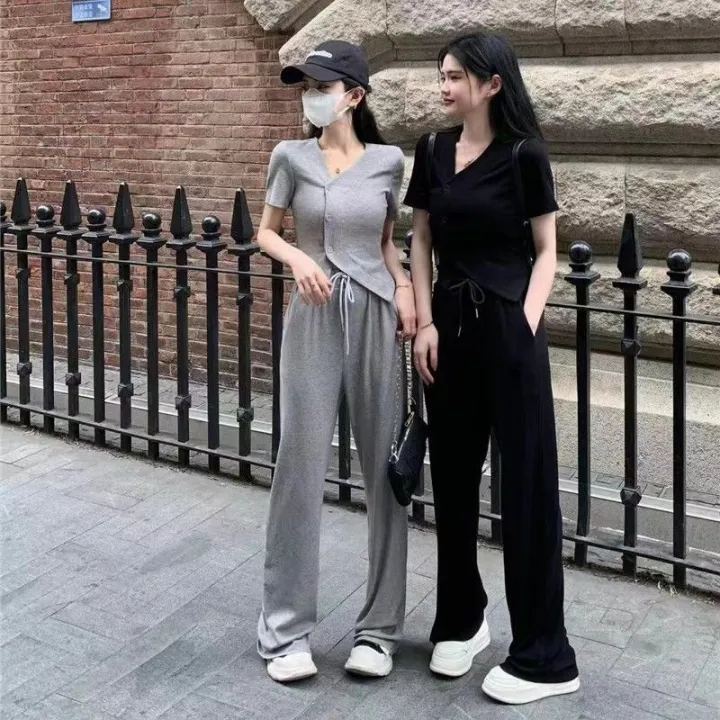 100%25%20Casual%20Fashion%20Set%20Women's%20Summer%20Design%20Slimming%20Irregular%20Short%20Sleeve%20Cardigan%20Top%20Wide%20Leg%20Pants%20Two-Piece%20Set%20-%20Image%208