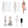 NAMUNY Fashion Illustration Rulers Sketching Templates Ruler Sewing Humanoid Patterns Design Clothing Measuring,Type B. 