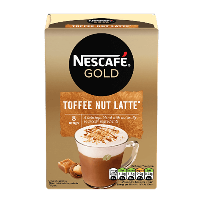 Nescafe Gold Toffee Nut Latte Instant Coffee 8 x Sachets 156g