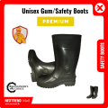 Gum Boot Safety Gumboots PVC Men Women Unisex Labor Shoes Waterproof Seal Boot Oil Seal Hard Use Breathable Slip Electric Welder Shoes Anti-Smashing Anti-Piercing - Site Shoes Safety Construction Boots Gumboots Gum Boots Safety Boots Black. 