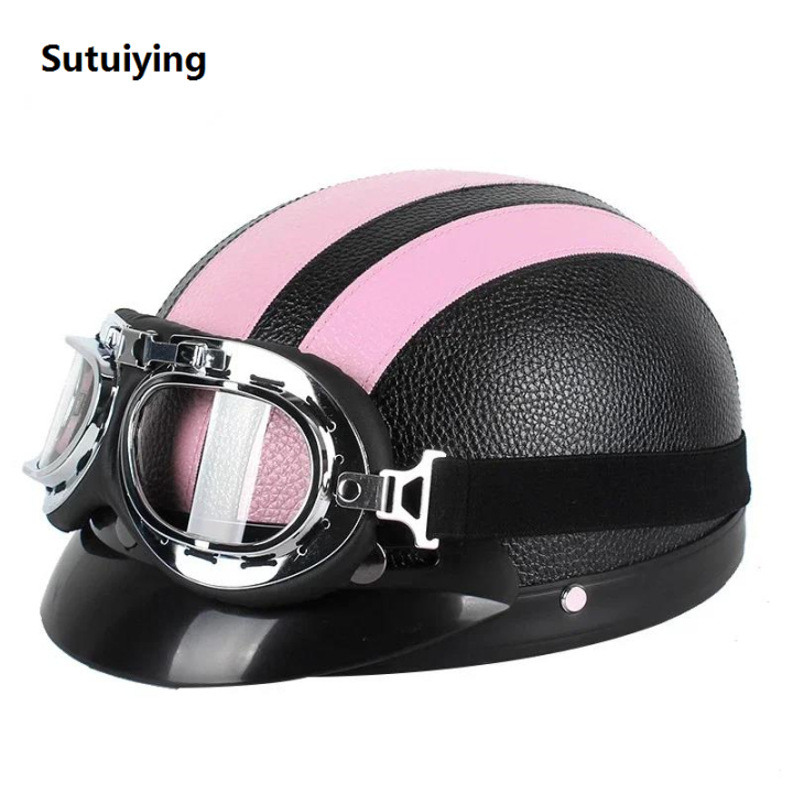 Sutuiying%20Hot%20Selling%20Classic%20Stripe%20Motorcycle%20Safety%20Helmet%20Fashion%20Men%20Women%20PU%20Leather%20Vintage%20Motor%20Electric%20Scooter%20Goggles%20Half%20Helmets%20-%20Image%205