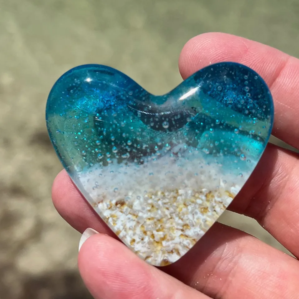 Glass Heart Ocean Beach Heart Colorful Stones Meaningful