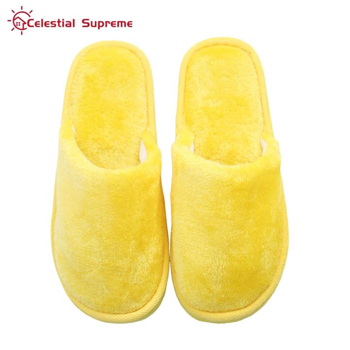 Plush Slippers Candy Color Lady Slip-on Fluffy Slippers Winter Shoes