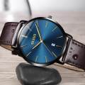 relo water proof  ultra-thin quartz watch Leather waterproof fashion men's business watch multiple colors. 