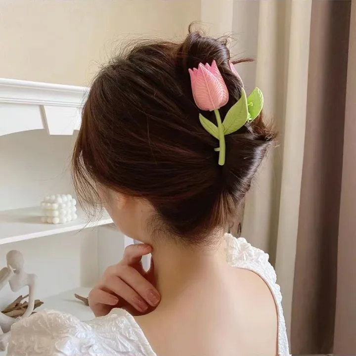 Korean%20Fashion%203D%20Tulip%20Flower%20Shaped%20Hairpin%20/%20Women%20Popular%20Exquisite%20Hair%20Grab%20Clips%20/%20Girls%20Hair%20Accessories%20-%20Image%204