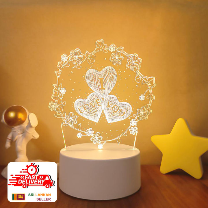 Valentine's Day Table Lamp Four Heart Bedside Lamp Romantic Color USB Touch Switch LED Acrylic 3D Night Light Creative table lamp Acrylic Night Light USB baby bedroom desk birthday gift