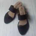 Ladies two inches heel Slipper -  Black. 