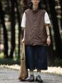 Japanese-Style Retro Frock Vest Baby Boy and Girl Summer Trendy All-Match Bandage Dress Waistcoat Top Loose Pu Handsome Sleeveless Jacket. 