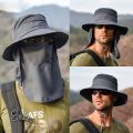 Summer Quick-drying Boonie Men Women Hat Outdoor Face Mask Wide Brim Bucket Hat Sun Protection Wide Brim Cap for Fishing Hunting. 