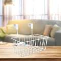 Metal White Rust Resistant Hanging Basket Grid Storage Baskets with Hooks , Over Door Hanging Basket, Hanging Cabinet Storage Organizer for Bathroom and kitchen. 